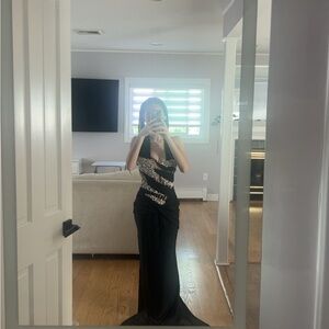 Chic Black and Gold Maxi Dress